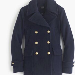 J.Crew Majesty Wool Navy Peacoat Double Breasted Gold Button Women’s Size 6 EUC